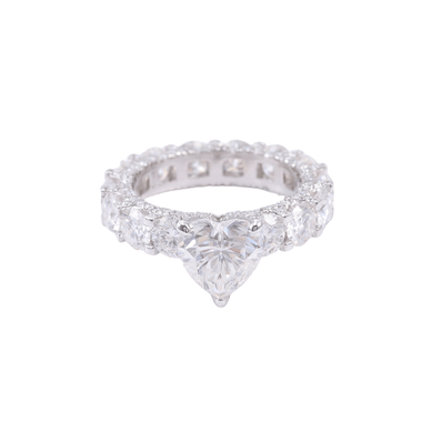 Heart Cut Moissanite Pave with Eternity Band White Gold Ring