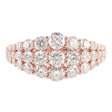 Rose Gold Cluster Ring with Round Brilliant Cut Moissanite