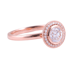 Round Brilliant Bezel Halo Rose Gold Ring