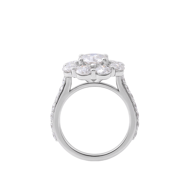 Round Old European Cut Moissanite Pavé White Gold Ring