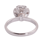 Round Brilliant Cut Diamond with Halo and Hidden Halo, Pave Band White Gold Ring