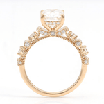 Radiant Cut Moissanite with Round Accent Stones and Hidden Halo Milgrain Yellow Gold Ring