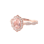 Oval Pink Sapphire Pave Rose Gold Ring