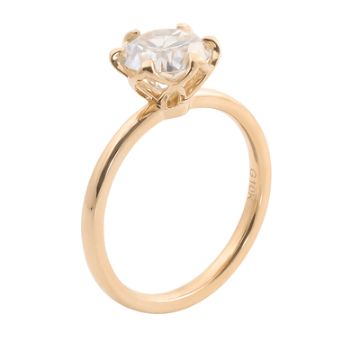 OMC Moissanite Tulip Setting Yellow Gold Solitaire Ring