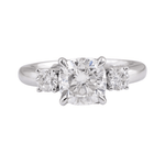 Cushion Cut Moissanite with Round Side Stones White Gold Ring