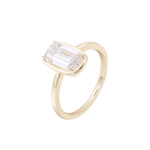 Emerald Cut Bezel Yellow Gold Solitaire Ring