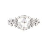 Rose Oval Cut Moissanite with Oval Accent Stones White Gold Ring