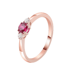 Round Cut Ruby with Round White Moissanite Rose Gold Ring