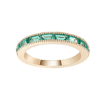 Emerald Cut Green Emerald Gemstone Half Eternity Yellow Gold Ring