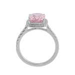 Cushion Cut Pink Sapphire Halo Pavé White Gold Ring