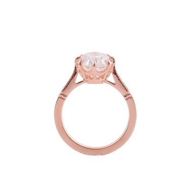 Oval Cut Moissanite with Small Accent Stones Rose Gold Ring