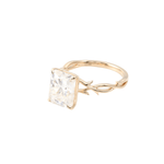 Radiant Cut Moissanite Unique Band Yellow Gold Ring