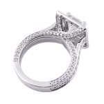 Princess Cut Moissanite Halo Triple Pavé Twisted Band Platinum Ring