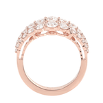 Rose Gold Cluster Ring with Round Brilliant Cut Moissanite