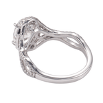 Oval Moissanite Halo Split Shank Band Pavé White Gold Ring