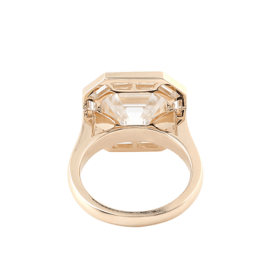 Asscher Cut Moissanite Emerald Halo Yellow Gold Ring