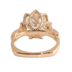 Round Brilliant Cut Moissanite with Accent Stones and Milgrain Yellow Gold Ring