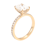 Radiant Cut Moissanite Hidden Halo Pave Yellow Gold Band