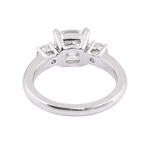 Cushion Cut Moissanite with Round Side Stones White Gold Ring