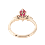 Marquise Cut Ruby Gemstone with White Round Moissanite Accent Stones Yellow Gold Ring