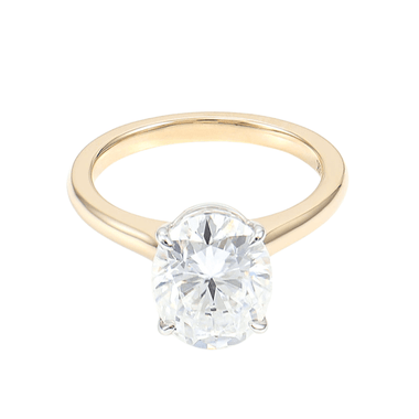 Oval Cut Moissanite White and Yellow Gold Solitaire Ring