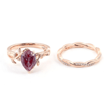 Pear Cut Alexandrite Gemstone Rose Gold Set Ring