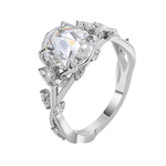 Rose Oval Cut Moissanite with Oval Accent Stones White Gold Ring