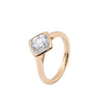 Cushion Cut Moissanite Bezel Yellow Gold Solitaire Ring