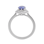 Pear Cut Blue Sapphire Gemstone Double Halo White Gold Ring