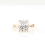 Radiant Cut Moissanite Unique Band Yellow Gold Ring