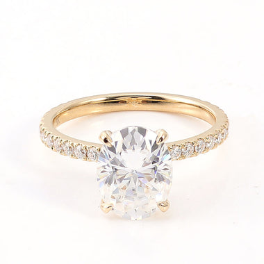 Oval Cut Hidden Halo Pavé Yellow Gold Ring