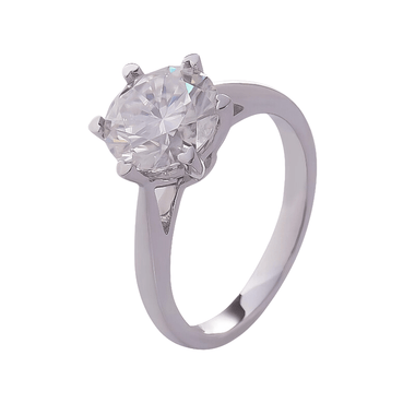 Round Brilliant Cut Moissanite Hearth White Gold Solitaire Ring