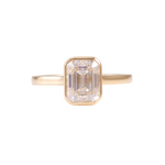 Emerald Cathedral Bezel Yellow Gold Solitaire Ring