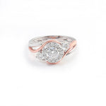 Round Cut Moissanite with Two Side Stones Platinum White Gold Ring