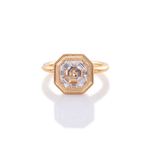 Asscher Cut Moissanite Milgrain Bezel Yellow Gold Solitaire Ring