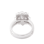 Oval Cut Moissanite with Round and Marquise Accent Stones Double Pavé Band White Gold Ring