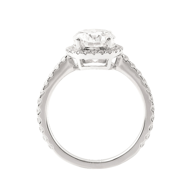 Oval Moissanite Halo Pavé White Gold Ring