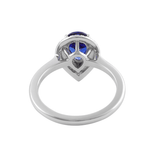 Pear Cut Blue Sapphire Gemstone Double Halo White Gold Ring