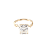 Radiant Cut Moissanite Unique Band Yellow Gold Ring