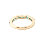 Emerald Cut Green Emerald Gemstone Half Eternity Yellow Gold Ring