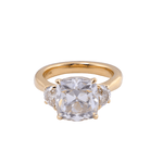 OMC Cut Moissanite with Side Stones Yellow Gold Ring