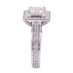 Princess Cut Moissanite Halo Triple Pavé Twisted Band Platinum Ring
