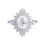 Oval Cut Moissanite Double Halo White Gold Ring