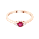 Round Cut Ruby with Round White Moissanite Rose Gold Ring