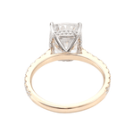 Cushion Cut Moissanite Hidden Halo Pavé Yellow and White Gold Ring