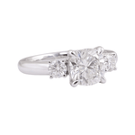 Cushion Cut Moissanite with Round Side Stones White Gold Ring