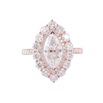 Marquise Cut Double Halo Pave Moissanite Rose Gold Ring