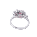 Round Cut Pink Sapphire with Marquise Cut White Moissanite Pave White Gold Ring