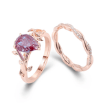 Pear Cut Alexandrite Gemstone Rose Gold Set Ring