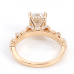 Radiant Cut Moissanite with Round Accent Stones and Hidden Halo Milgrain Yellow Gold Ring